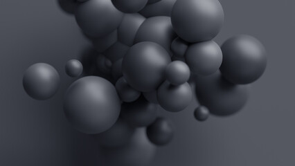 Abstract 3d background design with black spheres