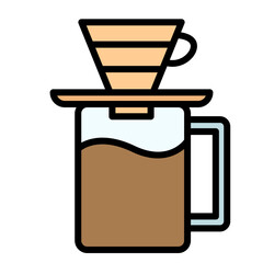 Illustration Coffee Drip design Filled Outline Icon