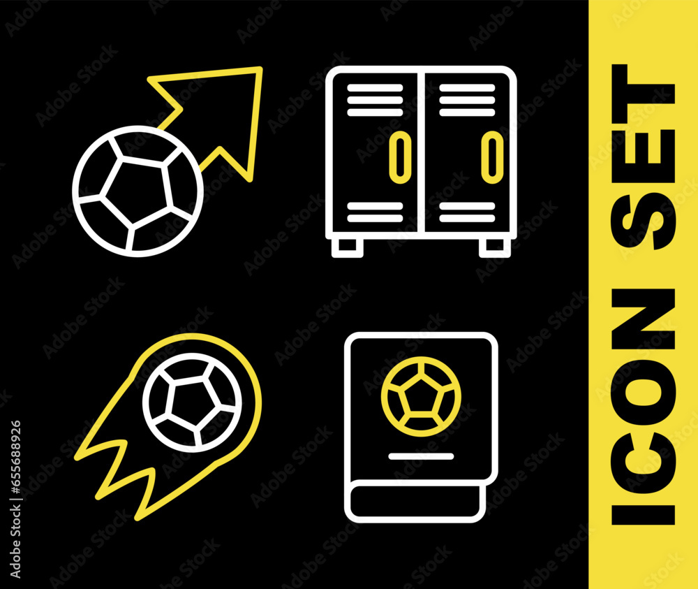 Canvas Prints set line locker or changing room, football learning book, soccer football and icon. vector