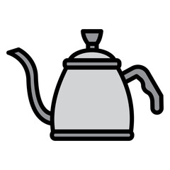 Illustration of Coffee Pot design Outline Filled Icon