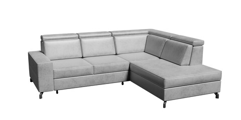 Large sofa on a transparent background, home interior, furniture big sofa. 3d render