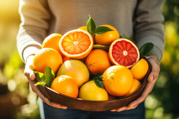 Individual consuming citrus fruits boosting their immune system in Autumn 