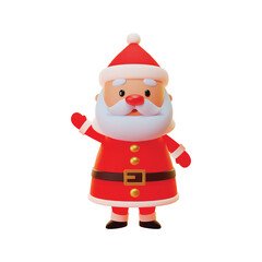 3d Santa Claus. Cute Santa Claus cartoon character isolated on a white background. Winter holiday illustration. Vector 10 EPS.
