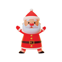 3d Santa Claus. Cute Santa Claus cartoon character isolated on a white background. Winter holiday illustration. Vector 10 EPS.