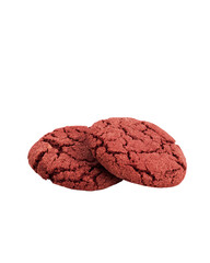 Cherry velvet cookies on a white background.