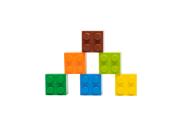 Multicolored squareblocks close up. Kherson, Ukraine - January 21, 2021.