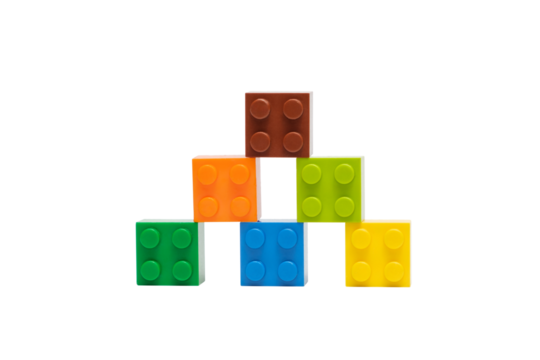 Multicolored squareblocks close up. Kherson, Ukraine - January 21, 2021.