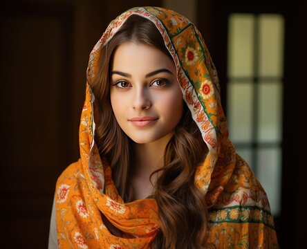 Punjabi Teenager in Vibrant Suit with Phulkari Embroidery Radiating Youthful Dreams