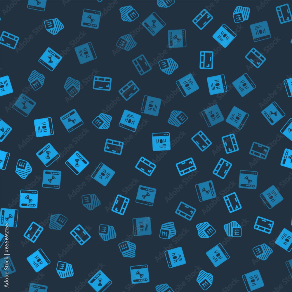 Poster set processor, keyboard, page with 404 error and loading data window on seamless pattern. vector