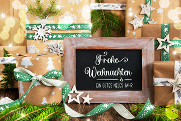 Text Frohe Weihnachten, Means Merry Christmas, Sustainable Winter, Christmas
