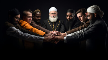 Leaders from various faiths engaged in peace - obrazy, fototapety, plakaty