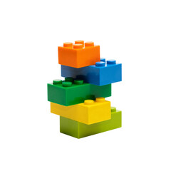 Multicolored figure Lego blocks close up. Kherson, Ukraine - January 21, 2021.