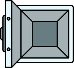 Opened empty safety box flat lined icon