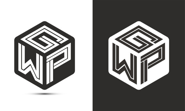 GWP letter logo design with illustrator cube logo, vector logo modern alphabet font overlap style.