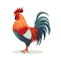 Fototapeta premium Cartoon rooster illustration, AI generated Image