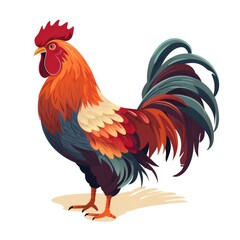 Fototapeta premium Cartoon rooster illustration, AI generated Image