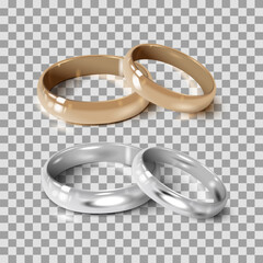 Wedding Rings set isolated on transparent background. Vector illustration for ads, flyers, wed site sale elements design