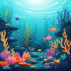 Obraz na płótnie Canvas Underwater cartoon background, AI generated Image