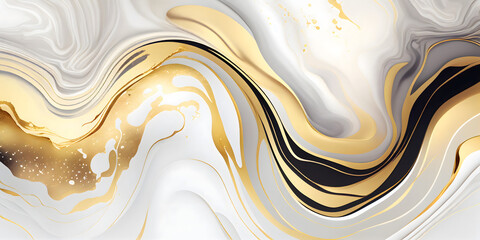 gold metallic marble, watercolor background, abstract design, white gold metallic marble, illustration digital. Generative Ai.