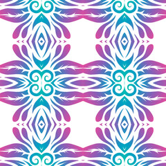 Seamless colourful batik ethnic dayak aztec Kalimantan pattern for background textile garment