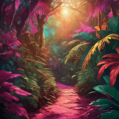 tropical forest with palm trees, 3d illustration tropical forest with palm trees, 3d illustration 3d illustration of a beautiful tropical background
