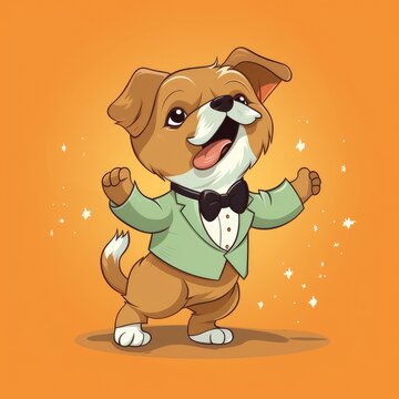 Cartoon dog dancing, AI generated Image