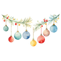 Holiday Elegance: Cute Watercolor Set for Kids Book with Garland Clipart