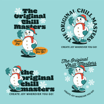 SNOWMAN RETRO MASCOT CARTOON ILLUSTRATION