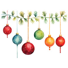Colorful Festive Fun: Watercolor Clipart Set with Christmas Garland Delights