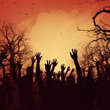 Zombie Hands Silhouette illustration, AI generated Image