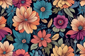 Deurstickers seamless floral pattern with bright flowers seamless floral pattern with bright flowers colorful floral seamless pattern © Shubham