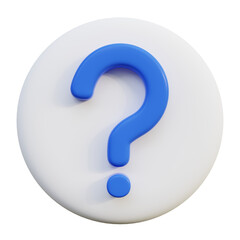 Question Mark 3D Icon on white circle.