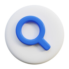 Search 3D Icon on white circle.
