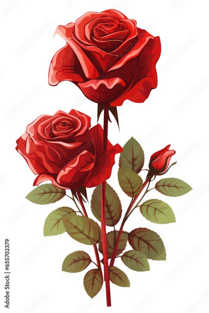 Wall mural rose illustration, ai generated image