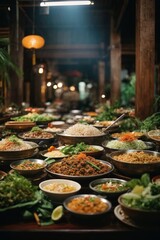 Obraz premium A banquet table overflowing with a delicious assortment of food