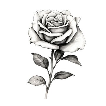 Hand drawn roses, black and white, AI generated Image