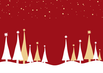 minimal Christmas card design with hand drawn christmas trees