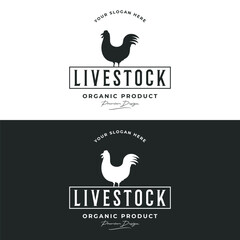 Fototapeta na wymiar Retro vintage organic chicken farm logo template design. Inspired by animal farming.