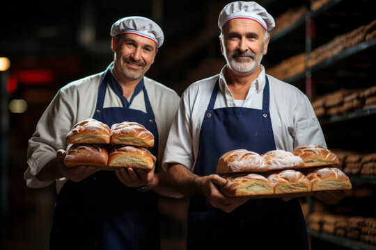 Premium AI Image  A baker in a bakery is making bread.