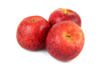 Three red apples isolated on white background