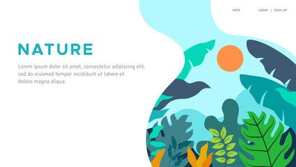 website interface design with the concept of nature and plants, leaves and flowers. natural feel website