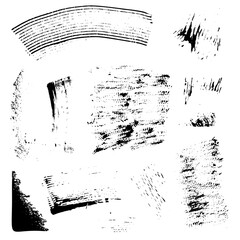 Spots and brush strokes, black splashes, a set of spots made with ink