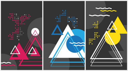 Geometric banner. Set of vector illustrations. Clean style backgrounds
