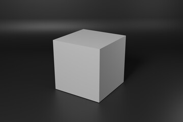 3d white cube on black background