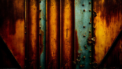 Grunge metal background. Rusty metal texture. Rusted metallic background. Scratched grunge metallic texture. Generative Ai.