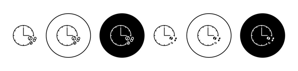 Dose time icon set in black filled and outlined style. suitable for UI designs - obrazy, fototapety, plakaty