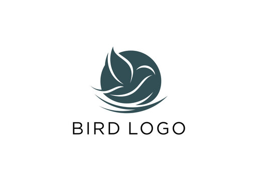 Vector logo on which an abstract image of a hummingbird bird with color fragments.
