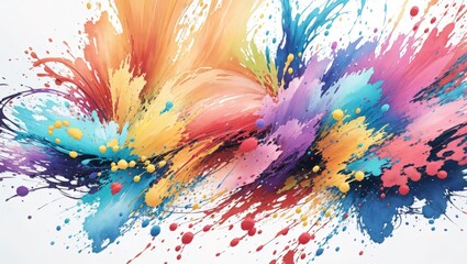 Colorful paint splatters on a blank canvas