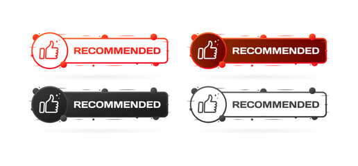 Recommended buttons. Different style, color, thumbs up, recommended buttons. Vector icons