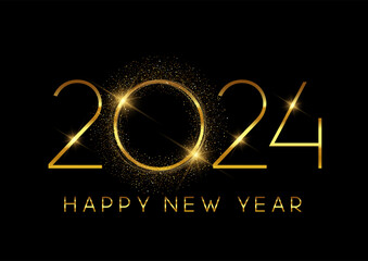 Fototapeta na wymiar Glittery gold sparkling Happy New Year background design